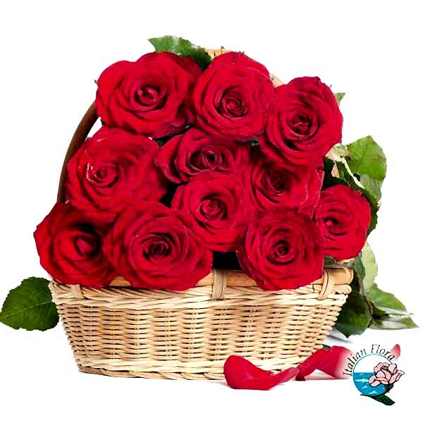 basket of red roses