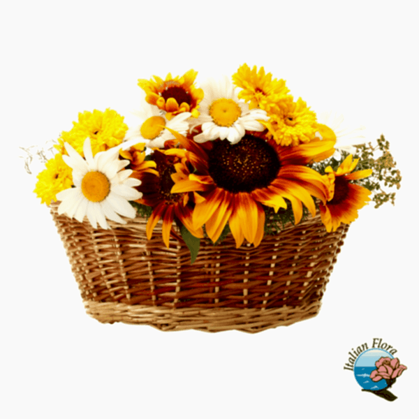 Basket of sunflowers