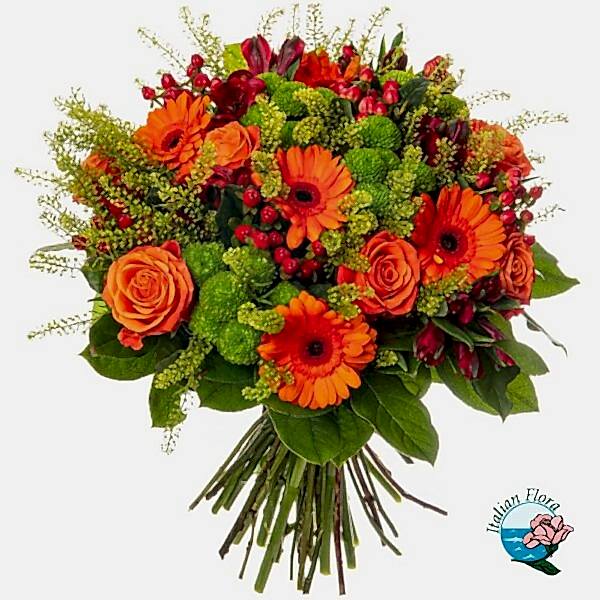 Bouquet of gerberas and orange roses