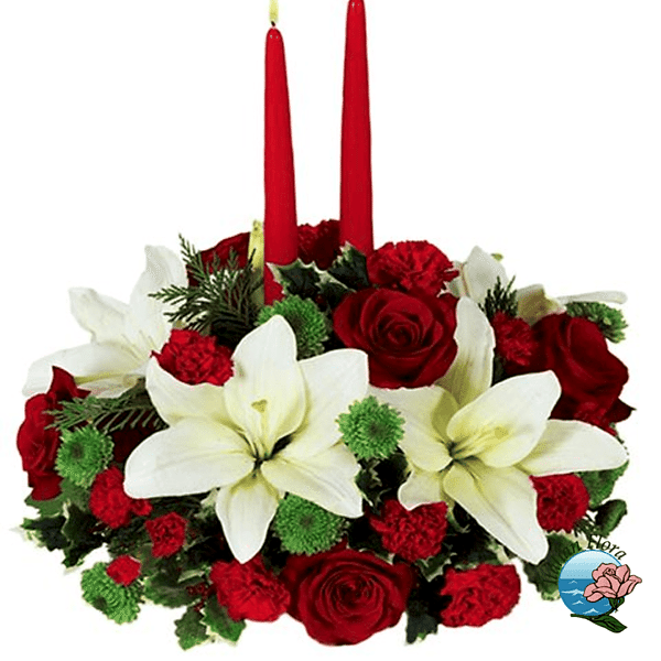 White and Red Christmas Centerpiece