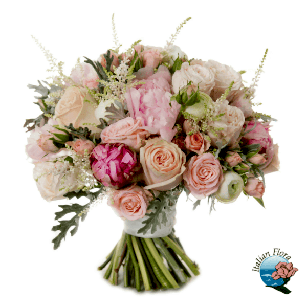 Bouquet of roses in light tones