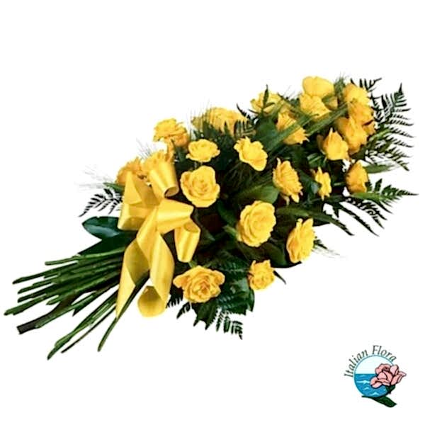 funeral sheaf of yellow roses