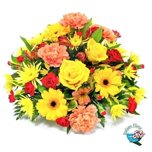 orange and yellow funeral arrangement