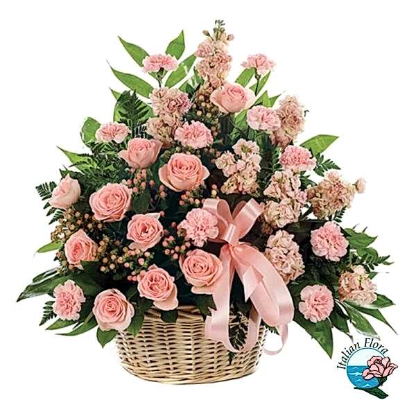 Pink Sympathy Basket Arrangement