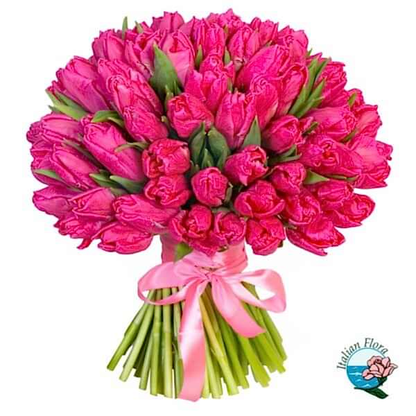 50 pink tulips